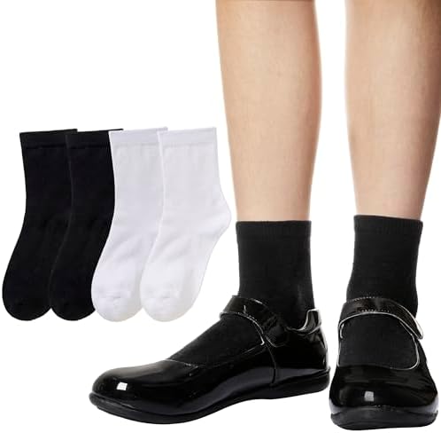 Lot De 4 Paires Chaussettes Enfants - Coton, Rayures - Taille 9-12 Ans Pour école Et Sport