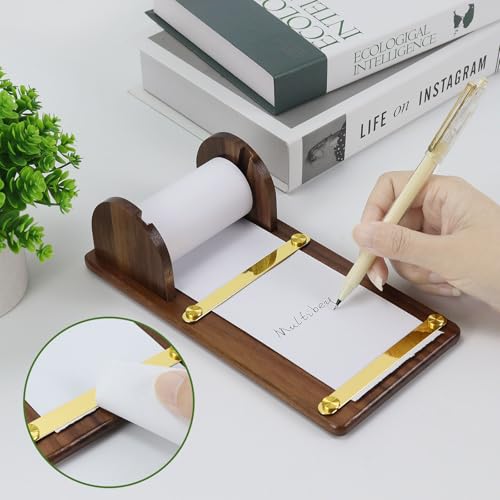 Distributeur de papier à notes en bois de noyer chic pour bureau - 3