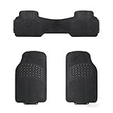 All-Weather 3-Piece Floor Mats for Cars, Trucks & SUVs - Heavy-Duty Rubber Car Mats with Traction Ridges, Waterproof & Universal Fit (Black)，for Toyota, for Ford, for Chevrolet, for Honda, for Nissan