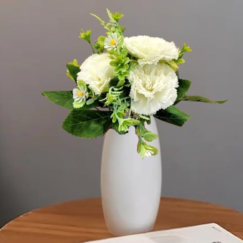 Image of SATYAM KRAFT 1 Bunch Carnation Flower Bunch for Gifting, Home Decor, Bedroom, Garden, Balcony,Table Top, Office Corner Decoration Diwali and Craft (White) (Small)