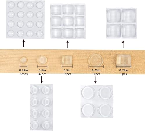 Image of 48 Pieces Premium Adhesive Clear Bumper Pads Variety, Round and Square Rubber Feet for Electronics, Cutting Boards, Cabinet Stoppers, Drawers