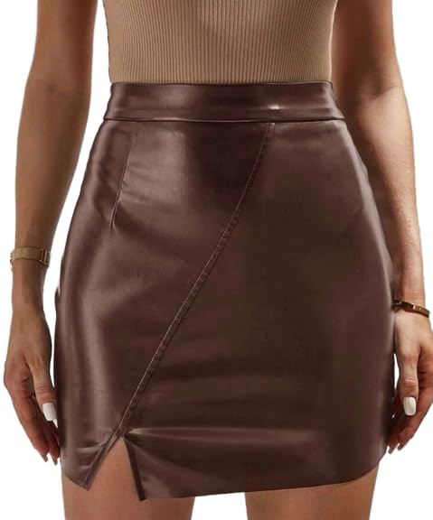 janak Faux Leather Mini Skirt V Design-picture-11