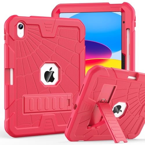 SIBEITU for iPad A16 Case 11th Generation 11-inch 2025 & iPad 10th Generation 10.9-inch 2022, Shockproof Rugged Military Grade Protective Hard 10 Cover Built-in Kickstand for Women & Girls, Hot Pink