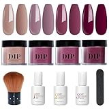 NAGEL DIP PULVER KIT DIP PULVER NAGEL KIT 4 FARBFLÜSSIGKEIT SET MIT BASIS- UND DECKLACKAKTIVATOR FÜR FRANZÖSISCHE NÄGEL ART MANICURE SALON DIY ZU HAUSE, LILA, LILA