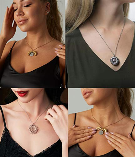 You are My Sunshine Sunflower Necklace 2-Side Version Engraved My Only Sunshine for Daughter Graduation Gift with Box3