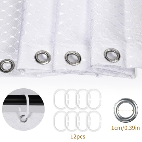 Poids de rideau de douche lesté imperméable polyester blanc 240x200 cm - 5
