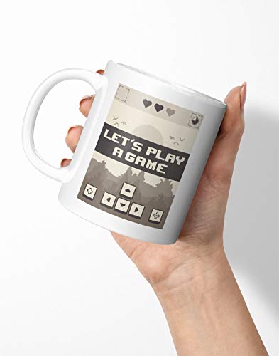 BLAK TEE Retro Let's Play a Game Pixel Illustration Porcelain Coffee and Tea Mug 330 ml