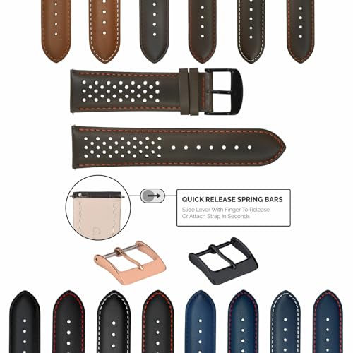 Ewatchparts PERFORATED LEATHER RALLY WATCH STRAP BAND - QUICK RELEASE 18-19-20-21-22-23-24MM