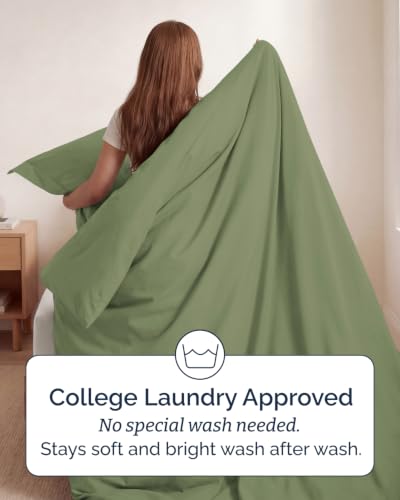 Image of Duvet Cover Twin /Twin XL - 2 Piece Set, College Dorm Room - Sage Green