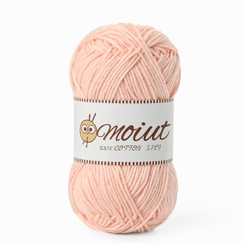 Image of Cotton Yarn for Crocheting, Baby Yarn for Crocheting Soft, 131yds / 1.76oz Fluffy Amigurumi Crochet Yarn, 5 Ply 100% Milk Cotton Yarn for Puzzle、Socks、Clothes(Light Pink)