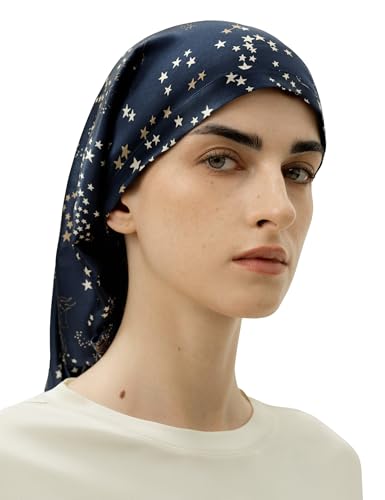 LilySilk Gorro de seda de morera para dormir, 100% seda de 19 mommes, gorro largo de seda para cabello rizado, gorro de noche para dormir, gorro de seda para mujeres con pelo largo, Escorpio., Talla