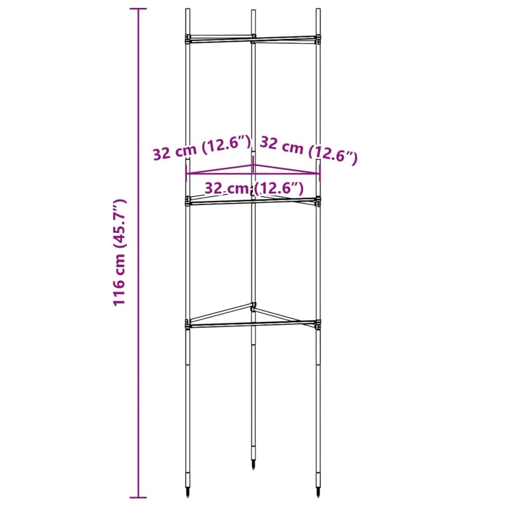 2-częściowa klatka na pomidory, 116 cm, stal z powłoką PE, łącznik PP, regulowana podpórka do pomidorów, ogórków, fasoli i róż w ogrodzie i szklarni