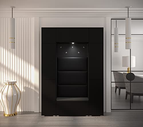 Furnitech GF85 Flur Dielenmöbel Garderobenschrank Dielenschrank Schuhschrank Flurmöbel Set Matt (LED blau, GF85-21B-M1)