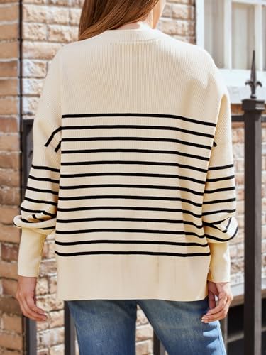 Image of LILLUSORY Women's Oversized Batwing Sweaters 2026 Fall Outfits Trendy Crewneck Knit Side Slit Fashion Pullover Tops