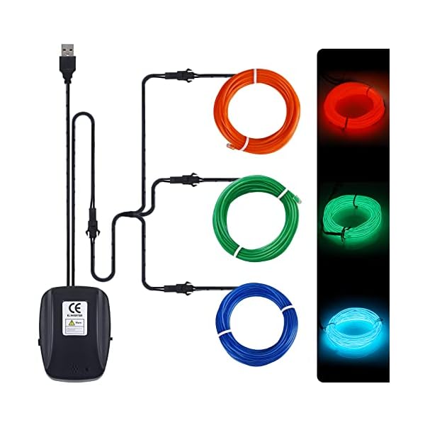 Jiguoor el wire bright neon light strip 360° illumination rope light