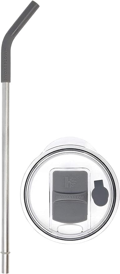 Vista 2 de HYDRAFLOW Capri - Vaso con pajita, vaso de triple pared aislado al vacío, vaso aislado para batidos de acero inoxidable (30 onzas, verde flash)