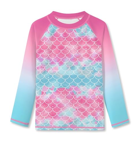 Image of BesserBay Girls Rash Guard UPF 50+ Raglan Sleeve Quick Dry Swim Shirt 4-12 Years