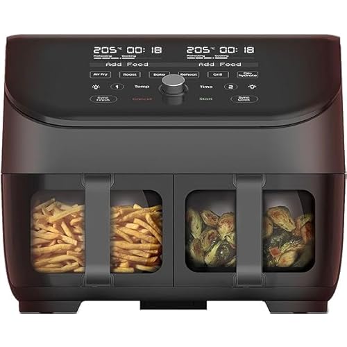 Instant Vortex Plus Dual Air Fryer with Large Double Air Frying Drawers and 8-in-1 Smart Programmes – Air Fry, Bake, Roast, Grill, Dehydrate, Reheat, XL Capacity – SyncCook & SyncFinish-1700W