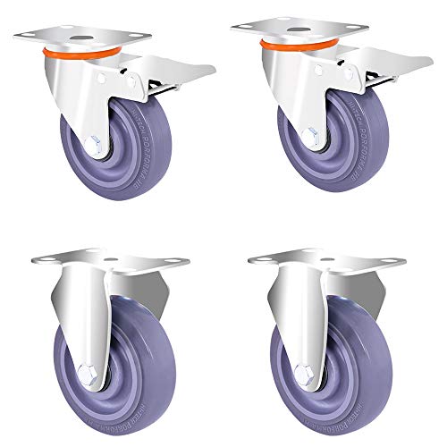 Ruedas planas de goma para carrito de alta resistencia, ruedas de dirección para remolque, gruesas, antideslizantes, adecuadas para múltiples escenas (E 13 x 10 cm)