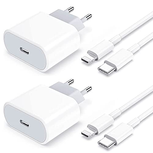 Chargeur Rapide iPhone 【Apple MFi Certifié】 Lot de 2 Chargeur Rapide USB C 20W et Câble USB-C vers Lightning 2M pour iPhone 14/14 Plus/14 Pro/14 Pro Max/13/12/SE/11/XR/XS Max/X/8 P/iPad Pro Air Mini