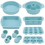 Packool 30-teiliges Silikon-Backgeschirr-Set, antihaftbeschichtete Backformen mit Muffin-/Cupcake-Form, Kastenkuchenform, rundem, quadratischem Tablett, einfaches Lösen, spülmaschinenfest