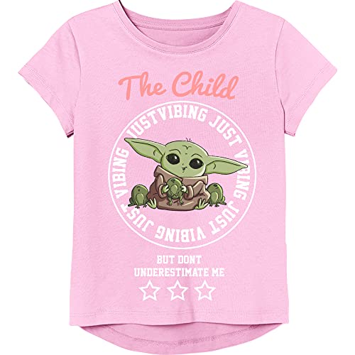 Image of Star Wars Girls' The Mandalorian Grogu The Child Vibing Short Sleeve Hi Lo T-Shirt
