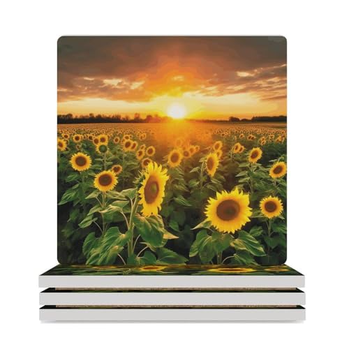 Dessous de verre champ de tournesol 9,4 cm pour table basse - 2