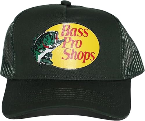Authentic Bass Original Fishing Hunting Pro Mesh Back Trucker Hat - Men & Women Outdoor Activity & Travel Ultimate Accessory (US Alpha One Size Dark Green)