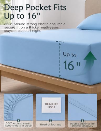 Image of Cal King Size Sheets Set, Cooling & Soft Deep Pocket Bed Sheets, 4PC