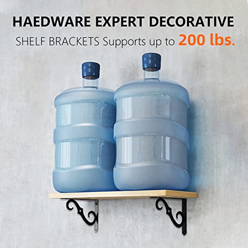 Home Master Hardware 5 Inch Shelf L Brackets Decorative Shelf Brackets Shelf Support Corner Brace Joint Right Angle Bracket With Screws Black 10-Pack (5 X 3-1/2 Inch) #TOP2