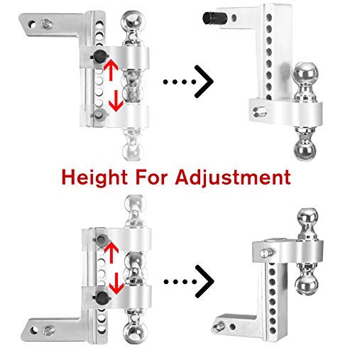 Fullwatt Dual Ball Mount Hitch Adjustable Drop/Rise, Aluminum Trailer Hitch For Vehicles, Fits 2" Receiver With Pin Lock (8 Inch) #TOP3