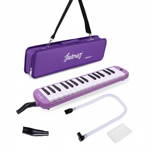 Image of Juarez 37 Key Melodica JMLD37PP Musical Instrument Soprano Air Piano Keyboard Pianica with Carrying Bag, 1 Soft Long Tube, 1 Mouthpiece, Wipe Cloth, Purple