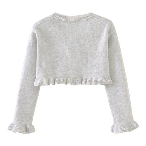 Image of Girls Cardigan Sweater Button Knit Sweater Kids Ruffle Long Sleeve Dress Cover Up Size 12M-6T