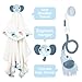 Yookidoo Baby Bath Elephant Shower Head Gift Set - Includes Hooded Towel & Hanger - Control Water from 2 Elephant Trunk Knobs for Max Fun in Tub or Sink Newborns, Toddlers, Boys, Girls (Cloudy Blue)