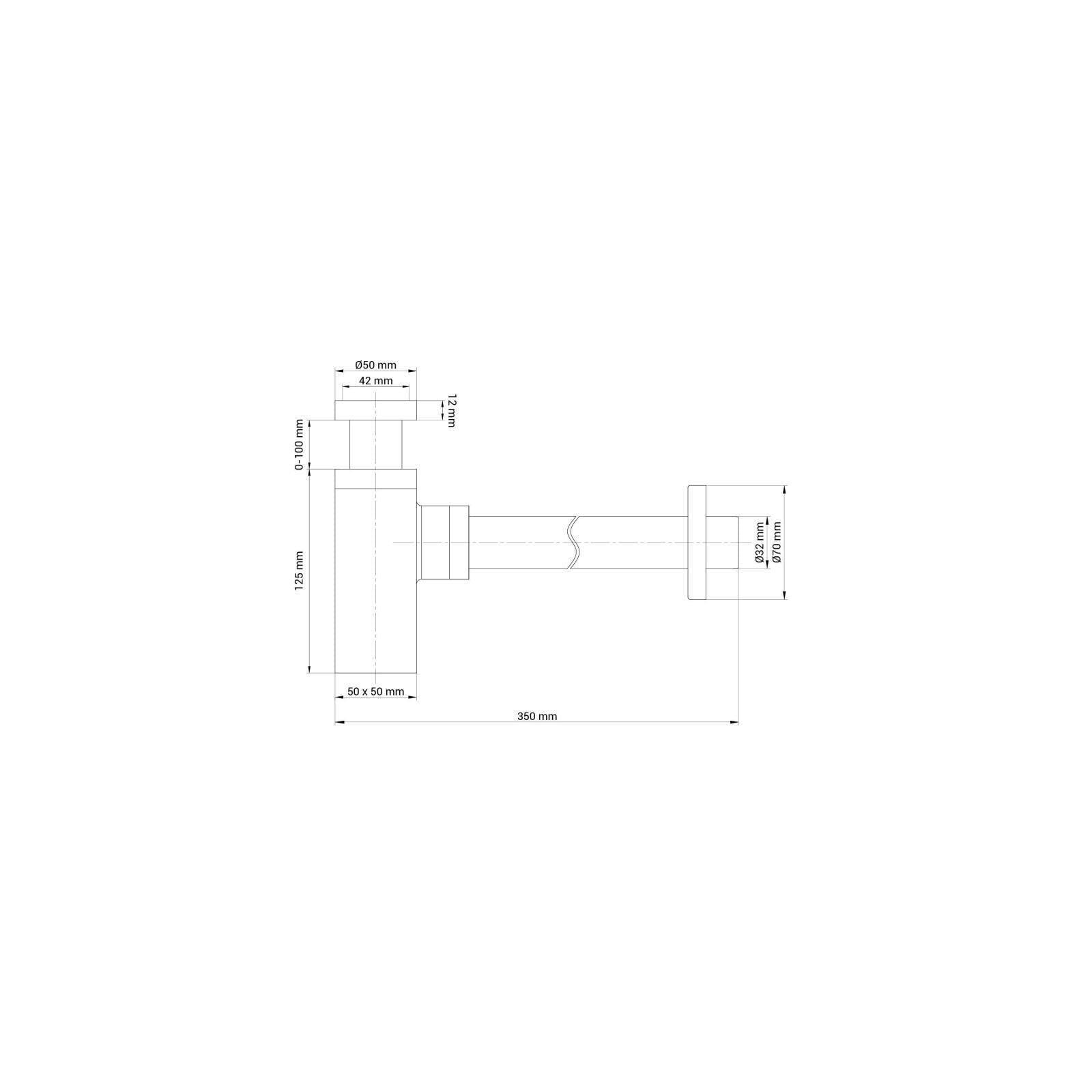 MOB-IN - Sifón cuadrado cromado cortable, D32 mm
