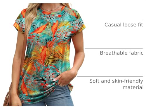 Image of Alaroo Womens Summer Tops Short Sleeve Shirts Crew Neck Tshirt Cute Trendy Tunic Blouses (S-3XL)