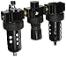 Parker 07A32A13A6BD Close Nippled Three Piece Filter/Regulator/Lubricator, 1/2" NPT, Polycarbonate with Metal Bowl Guard, Twist Drain, 40 micron, 90 scfm, Relieving Type, 2-125 psig Pressure Range, without Gauge, without Brackets