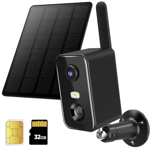 4G LTE Cellular Security Camera Wireless, Security Camera No WiFi Needed SIM Card & Memory Card Included, 2K Live Feed, Color Night Vision, Motion Detection, 2-way Talk, Indoor Outdoor Solar Camera