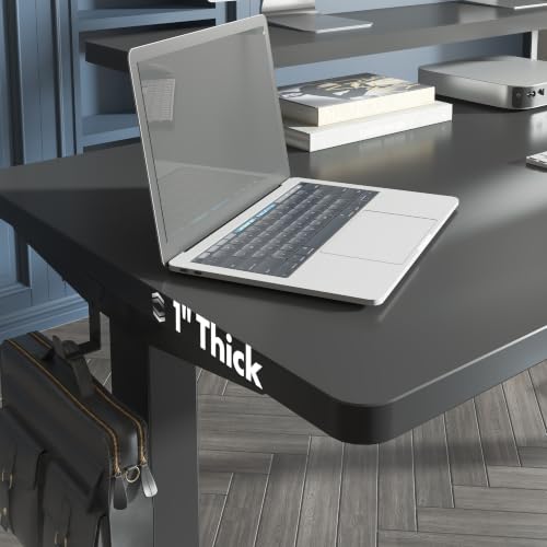Image of FLEXISPOT 48 inchx30 inch Electric Standing Desk, Black | One-Piece Desktop, 1 inch Thick Top, Height Adjustable, Stable Steel Frame, Home Office & Multi-Monitor Setup
