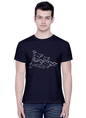Image of CreativiT Graphic Printed T-Shirt for Unisex Dog with cat Tshirt | Casual Half Sleeve Round Neck T-Shirt | 100% Cotton | D00125-37