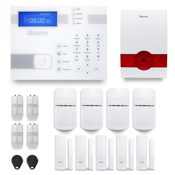 Alarme maison sans fil SHBi 4 à 5 pièces mouvement + intrusion + sirène extérieure autonome - Avec module GSM