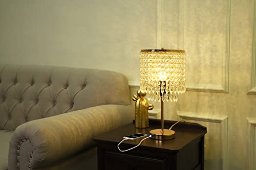 Lámparas de mesa de cristal doradas con 2 puertos USB miniatura 6
