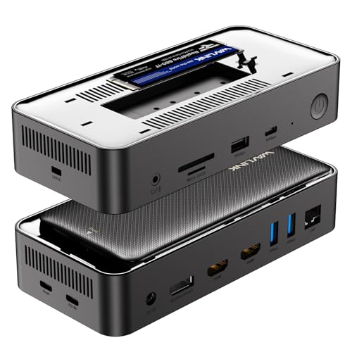 WAVLINK ドッキングステーション 13in1 USB-C ハブ M.2 SSDケース内蔵 NVMe/SATA対応 トリプルディスプレイ HDMI×2 DP 4K/8K出力 100W PD充電 10Gbps USB-C/A SD/TFカード 2.5Gbps有線LAN MacBook Windows iPad Thunderbolt3/4対応
