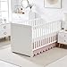 Scallop Edge Crib Skirt Pink, 100% Egyptian Cotton 400 Thread Count Crib Skirt Dust Ruffle,Double Layer,Durable,Smooth Toddler Bedding Skirt for Baby Girls or Boys, 52