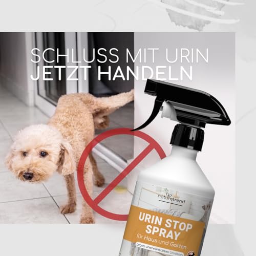 naturetrend Urin Stop für Hunde & Katzen 500ml I Mildes Hundeabwehrspray & Katzenabwehrspray I Nicht färbend I Urin Entferner, Hundeschreck gegen Markieren I Anti Kratz Spray Möbel, Innen- & Außen