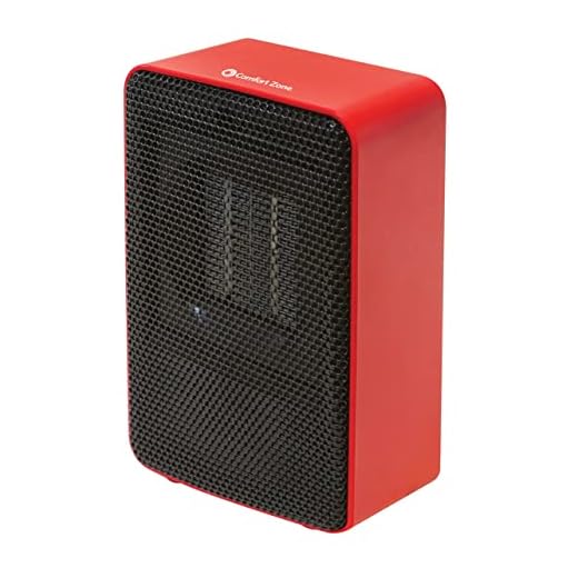 Comfort Zone CZ410RD Low Power 200 Watt Portable Ceramic Desktop Heater w/Fan, Red