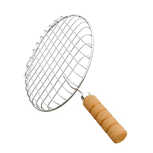 Image of Phulka Grill Roaster for Gas Stove, Grill Tawa Jali for Kitchen Cooking, Roti Basket Pulka Pan Roaster Grill with Wood Handle, Papad Jali, Jali Brinjal Roaster (Heavy Steel Wire)