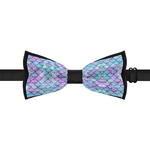GoasNei Rainbow Mermaid Scale Bow Tie for Men Adjustable Necktie Funny Tie Neck Ties for Weddings Party