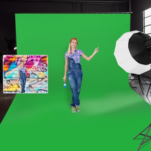 Greenscreen 3x6m lavable pour un détourage vidéo net et sans reflet