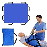 BUERPINKING Gleittuch für Bettlägerige, Gleittuch Bett Transfer Transferboard für Patientenlifter,120x100cm Gleittuch für Bettlägerige mit 8 Griff, Blau Patiententransferbrett für Senioren Bettlägerig